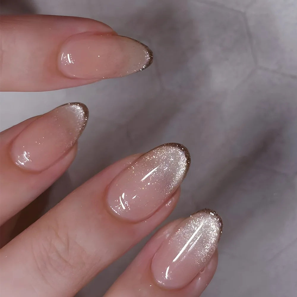 24pcs French Almond Press On Nails