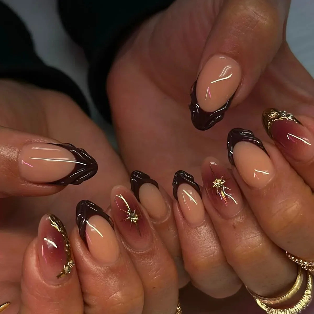 24pcs French Almond Press On Nails