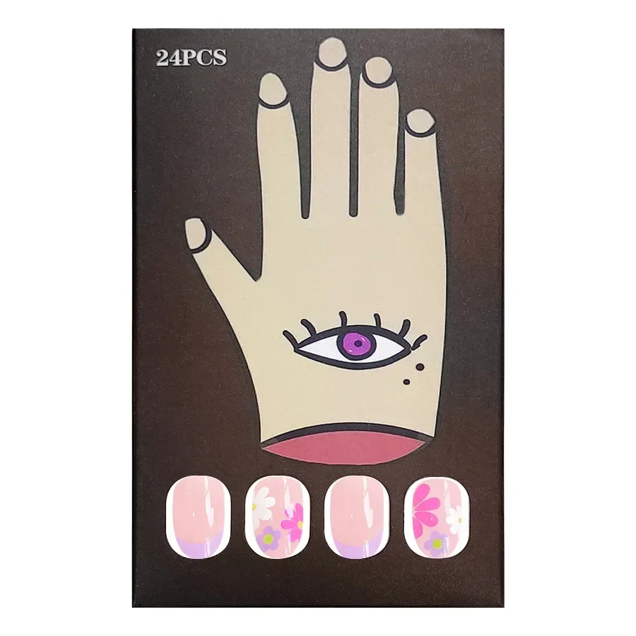 Floral Almond Press-On Nails Set