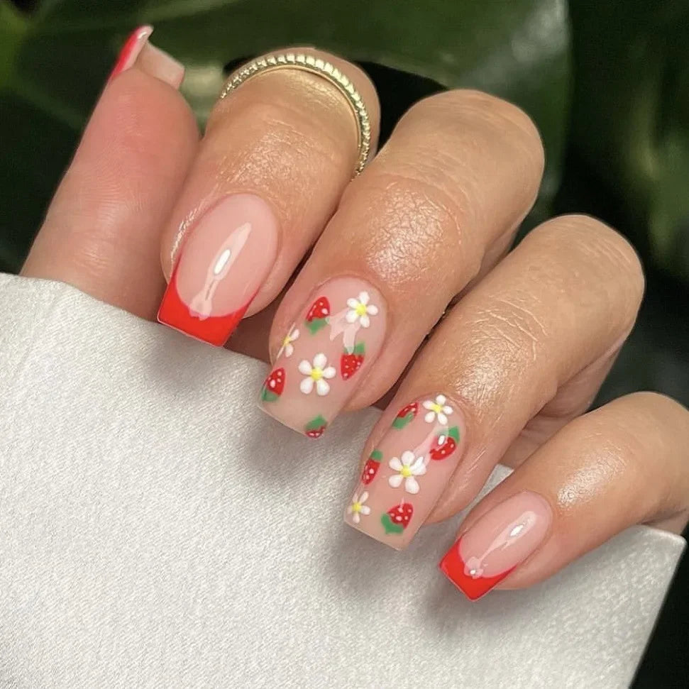 Floral Almond Press-On Nails Set