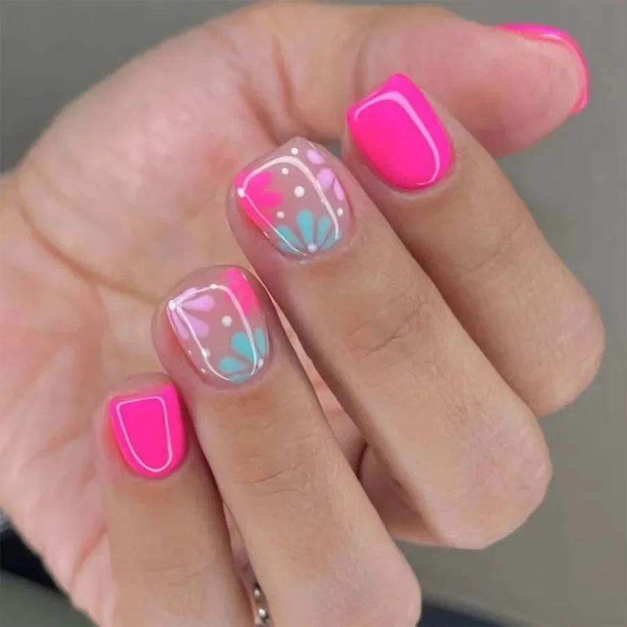 Floral Almond Press-On Nails Set