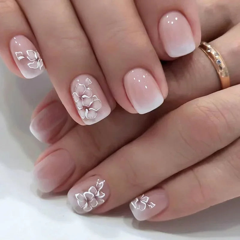 Floral Almond Press-On Nails Set