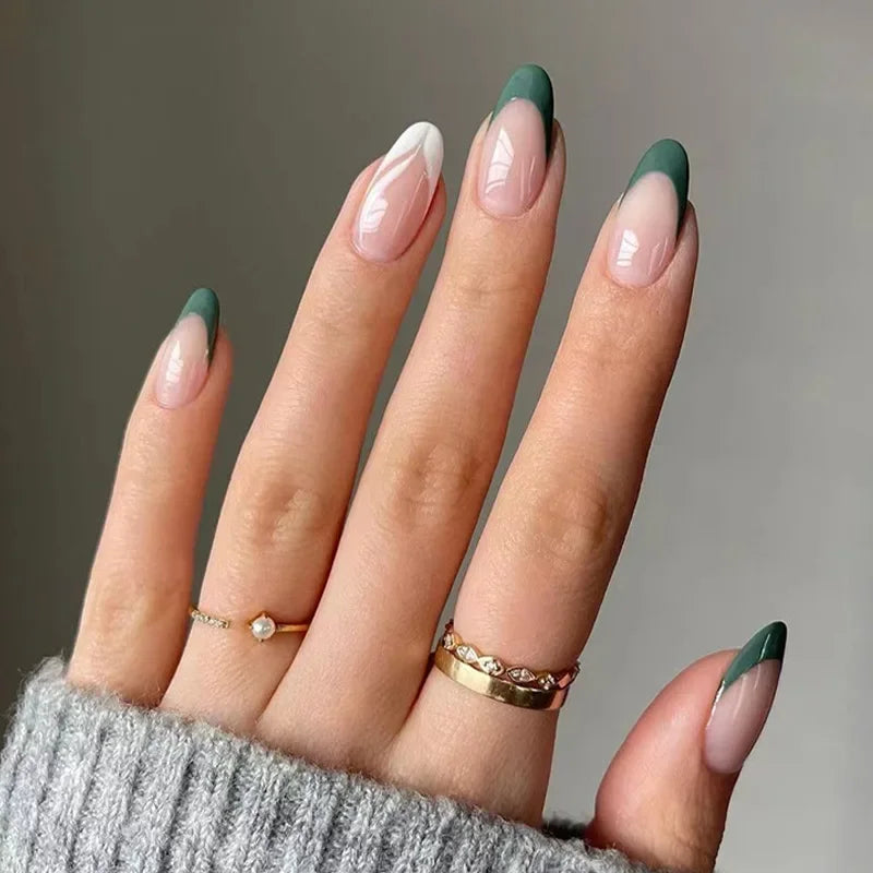 French Rainbow Acrylic Press-On Nails