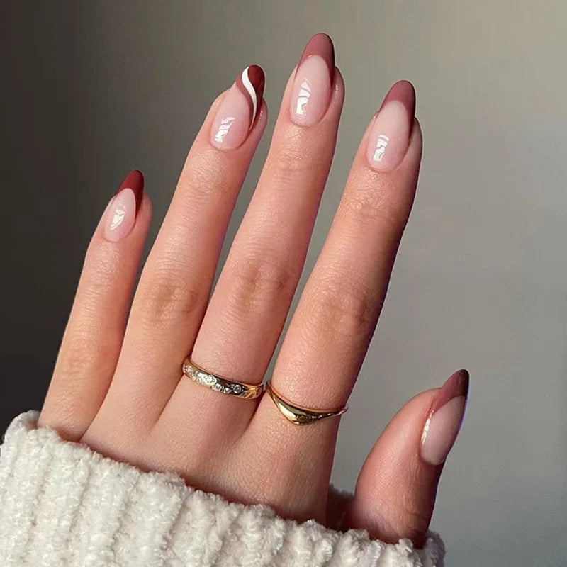 French Rainbow Acrylic Press-On Nails