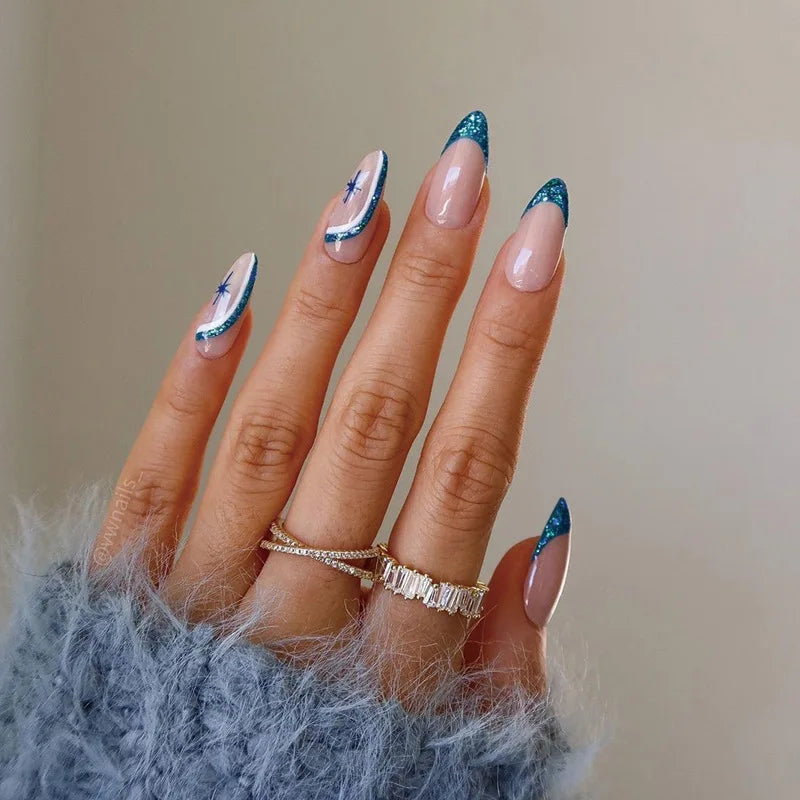 French Rainbow Acrylic Press-On Nails