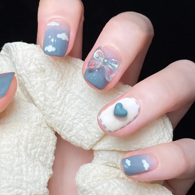 Blue Flame Love Press-On Nails