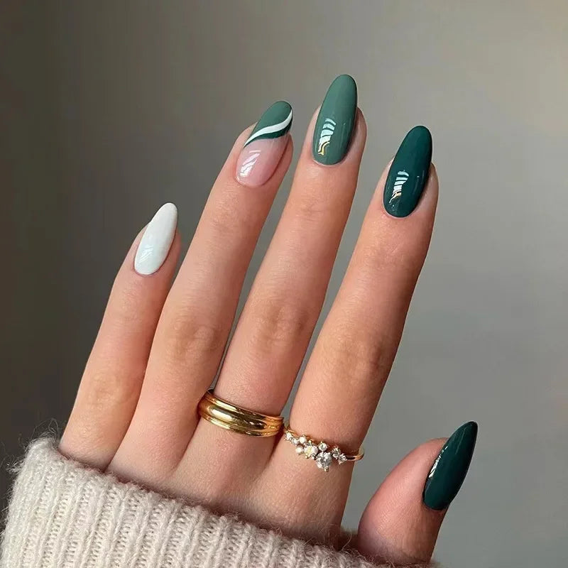 French Rainbow Acrylic Press-On Nails