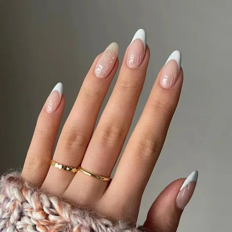 French Rainbow Acrylic Press-On Nails
