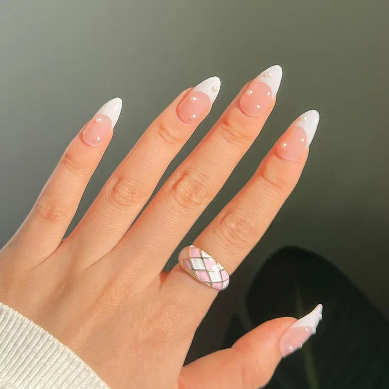 French Rainbow Acrylic Press-On Nails