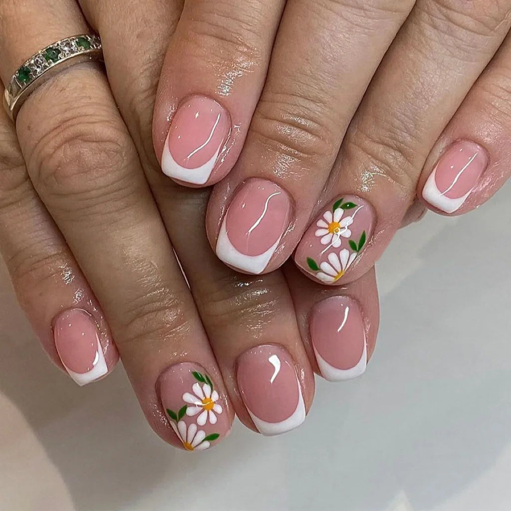 Floral Almond Press-On Nails Set