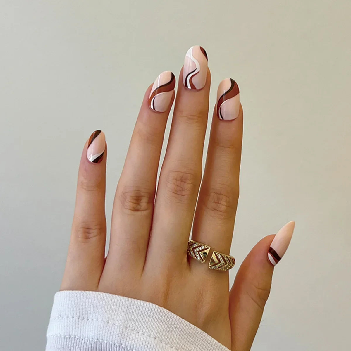 French Rainbow Acrylic Press-On Nails