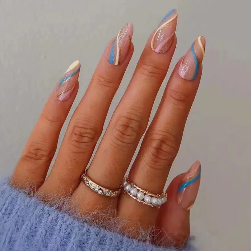 French Rainbow Acrylic Press-On Nails